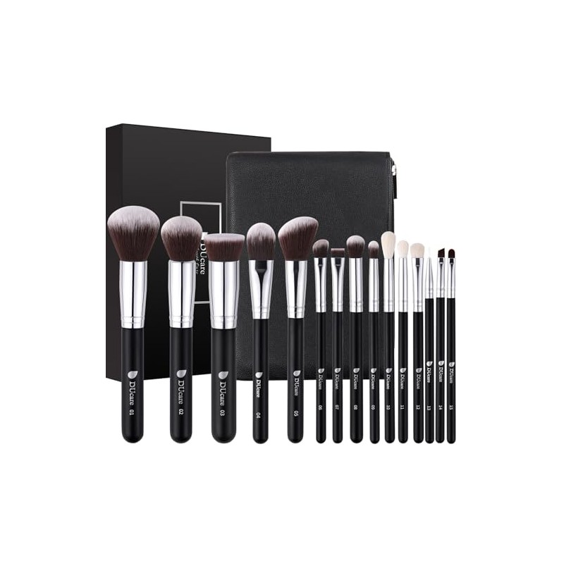 DUcare Brochas de maquillaje profesionales 15pcs Brochas para maquillaje set