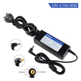 FSKE 19V 4.74a 90W AC Adapter Charger Ordinateur Portable Notebook PC Alimentation Cordage Source Plug (Compatible 75W 65W) Waist of Connector: 5.5 x 1.7 mm