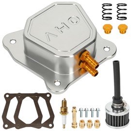 EOPOAYI 212cc Valve Cover Compatible with Predator 212 Non Hemi 196cc 224cc 69730 69736 GX160 GX200 6.5hp OHV Clone Engine Coleman Mini Bike CT200U BT200X Go Kart Parts with Pulse Fitting Silver