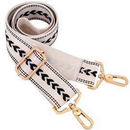 Purse Strap Crossbody Bag Strap Replacement Metal Swivel Hook Shoulder Strap Guitar Strap for Shoulder Bag/Luggage, Beige Jacquard, Large, beige jacquard, Modern