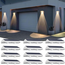 12 Pack Solar Fence Lights Outdoor Waterproof LED - 3000/4000/6000K 3 Mode, IP65 Waterproof Fence Lights Solar Powered, Solar Wall Lights for Outside, Backyard/Step/Patio/Deck Fence/Stair Railings