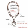 JczR.Y Leather Necklace for Men Double Circle Rings Leather Rope