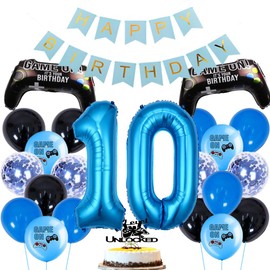 ZWWsullo Gamer Decoration Birthday Happy Birthday Garland Banner Decoration Boy Birthday 10 Game Controller Balloons Happy Birthday Garland Banner Children Video Game Theme Party Accessories