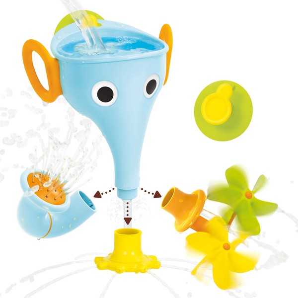 Yookidoo FunEleFun Fill ‘N’ Sprinkle Bath Toy. An Elephant Trunk Funnel Toddlers Play with 3 Interchangeable Trunk Accessories That Spins, Twist and Sprinkle, Promotes Kids STEM-Based Learning. (Blue)