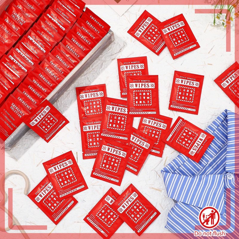 Timgle 200 Pcs Stain Remover Wipes Individual Wrapped Wipes Stain