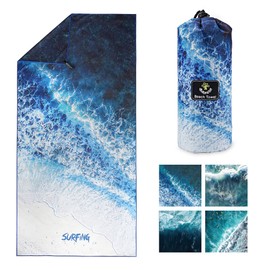 4Monster Microfiber Beach Towel with carry bag Sand Proof Travel Towel Quick Dry Lightweight Towel for Hiking Yoga Gym Sports Swimming Camping Fitness Bath