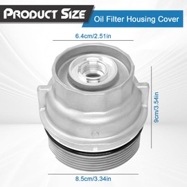 Oil Filter Housing Cap Assembly Compatible with Toyota 4Runner Avalon Camry Fj Cruiser Highlander RAV4 Sienna Tacoma Tundra Venza Lexus GS200t IS250 IS300 LS500 RC300 Replaces15620-31060, 1562031060