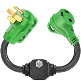 50Amp to 30Amp RV Power Adapter for Campers, RVs, Trailers with Overload Protection & Circuit Breaker, NEMA 14-50P to TT-30R, ETL-Listed with LED Indicator (Green, 18.5 Inch)