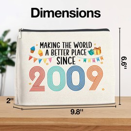 YeleY 15th Birthday Gifts for Her, Sweet Gifts for Her Makeup Bag, 2009 15th Birthday Gifts for Daughter, Sister, Niece, Friend, Cosmetic Bag for Valentine's day, Christmas