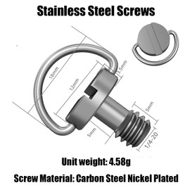 4 Pieces 1/4 Inch Screw Stainless Steel Tripod Screws 1/4 Inch Quick Release Screw Camera Mounting Screw Camera Plate Eye for Camera Screw, Monopod, Tripod, Quick Release Plate