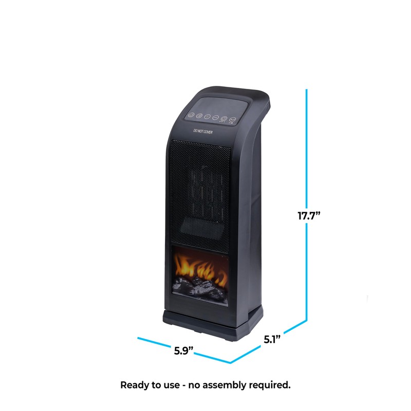 Comfort Zone 18" Tower Space Heater with 3D Flame, 1500W/900W,