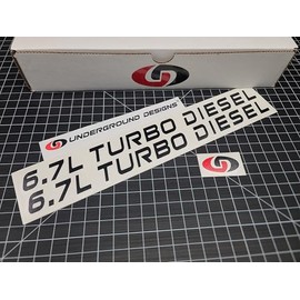 6.7L Turbo Diesel Decals Powerstroke Hood Stickers Select Color (Gloss Blackout, 0.75" x 12.0")