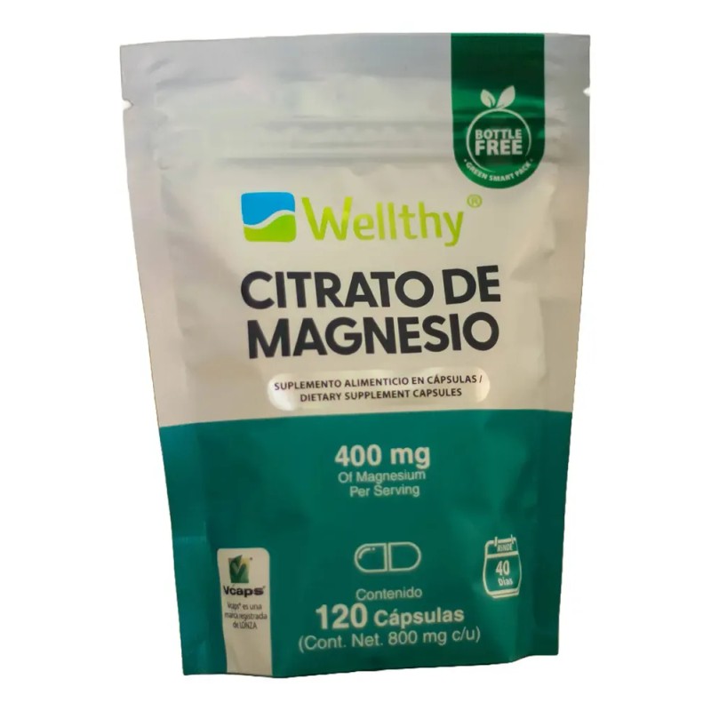 Wellthy Citrato De Magnesio 120caps Sabor Sin sabor