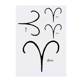 4 x 'Aries Zodiac Symbol' Temporary Tattoos - Water Resistant, Skin-Safe, Non-Toxic Transfers, Mixed Sizes (TO00068496)