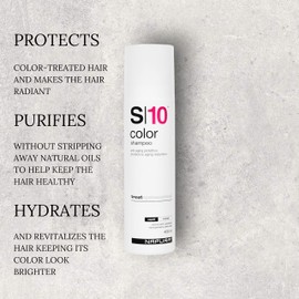 NAPURA S10 Sulfate Free Salon Shampoo for Color Treated Hair (13.53 oz) - Enhances Shine & Volume with Silk Proteins and Red Currant