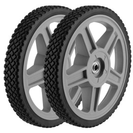PINGEUI 2 Pack 12" x 1.75" Plastic Spoked Wheel, 1/2" Plastic Wheel with Diamond Tread, Replacement Tire Assembly for Hand Trucks, Lawn Mowers, Utility Carts