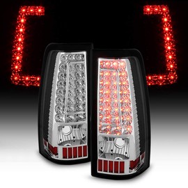 ACANII - For 2003-2006 Chevy Silverado 1500 2500HD 3500HD Chrome Housing C Stirp LED Tail Lights Brake Lamps Left+Right