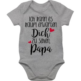 Shirtracer - Baby Bodysuit Boy Girl - Gift for Father's Day - Ich kann es kaum erwarten dich zu sehen, Papa - Black, 3 mottled grey