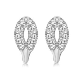Tuscany Silver Pave Set Cubic Zirconia Elliptic Stud Earrings