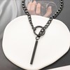 Black Long Necklaces for Women Gothic Stainless Steel Slip Chain