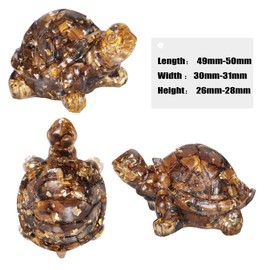 Nupuyai Pack of 2 Crystal Turtle Figurine Decorative Resin Gemstone Figures Animal Healing Stone Tortoise Feng Shui Statue Sculpture Lucky Charm for Home Office Decoration, Tiger's Eye Stone