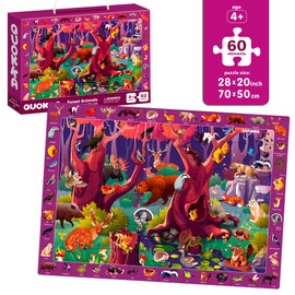 60 Pieces Floor Puzzles for Kids Ages 4-8 – 3 Jigsaw Kids Puzzles Ages 6-8 by QUOKKA – Search & Find Learning Game for Toddler Ages 3-5 Ocean Wild Animals & Dinosaurs - Gift Games for Children 8-10