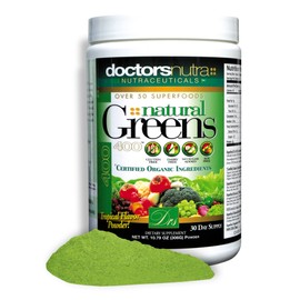 Natural Greens Juice Drink Super Food by Doctors Nutra Nutraceuticals, 10.79 Ounces (306 Grams) with Certified Organic Ingredients - 50 Vegetarian Plant-Based Superfoods - no Gluten, Tropical Flavor