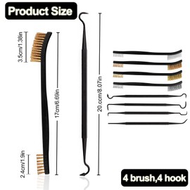 Wire Brush Small Set, 8 Pieces Wire Brush Set, Stainless Steel Brush, Small Brass Brush, Metal Brush, Steel Nylon Brush with 4 Double Ended Hooks for Cleaning Dirt and Rust