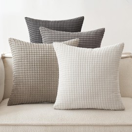 EMEMA Corduroy Cushion Cover, Set of 4, Decorative Cushion Covers, Granules, Sofa Cushion, Decorative Cushion Covers, Couch Cushion Cover, Soft Cushion Cover, Decorative Cushion for Sofa, Couch,