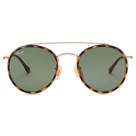 Pro Acme Double Bridge Round Polarized Sunglasses for Women Men Retro UV400 Protection Retro Circle Sun Glasses (Gold/G-15/Polarized)