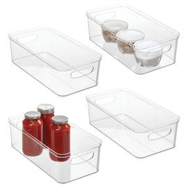 iDesign Plastic Pantry Bin for Kitchen Organizing - Organizer Bin with Handles - Set of 4 - Clear