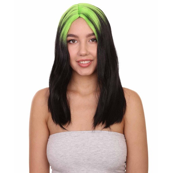 Mullet para Mujer, 19 Pulgadas, Color Verde Lima, Dos Tonos