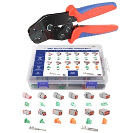 YMYP 188Pcs 12 Sets Deutsch DT Connector Kit，2/3/4/6/8/12 Pin DT Connectors with Open Barrel Crimping Tool Size 16 Stamped Contacts, IP68 Waterproof Automotive Boats Connectors