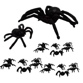 RIDMARK Set of 25 Realistic Plastic Prank Spiders: Spider Invasion Kit, Black