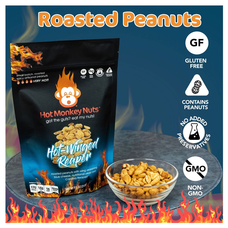 Hot Monkey Nuts Spicy Artisanal Peanuts | 3-Pack Spiciest Peanuts