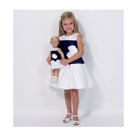 MCCALLS M7074 GIRLS' DRESSES +BELT & 18" INCH DOLL DRESSES (SIZE 2-3-4-5) ~ SEWING PATTERN