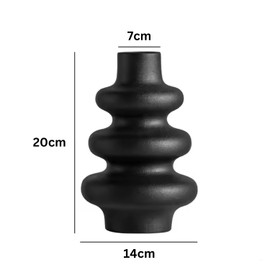 Tall Ceramic Wavy Vase | Modern Dried Flower Vases | Round Black Vase For Pampas Grass | Flower Vase For Boho Home Decor Centerpiece | Wedding - Dinner Table - Living Room - Office & Bedroom Black