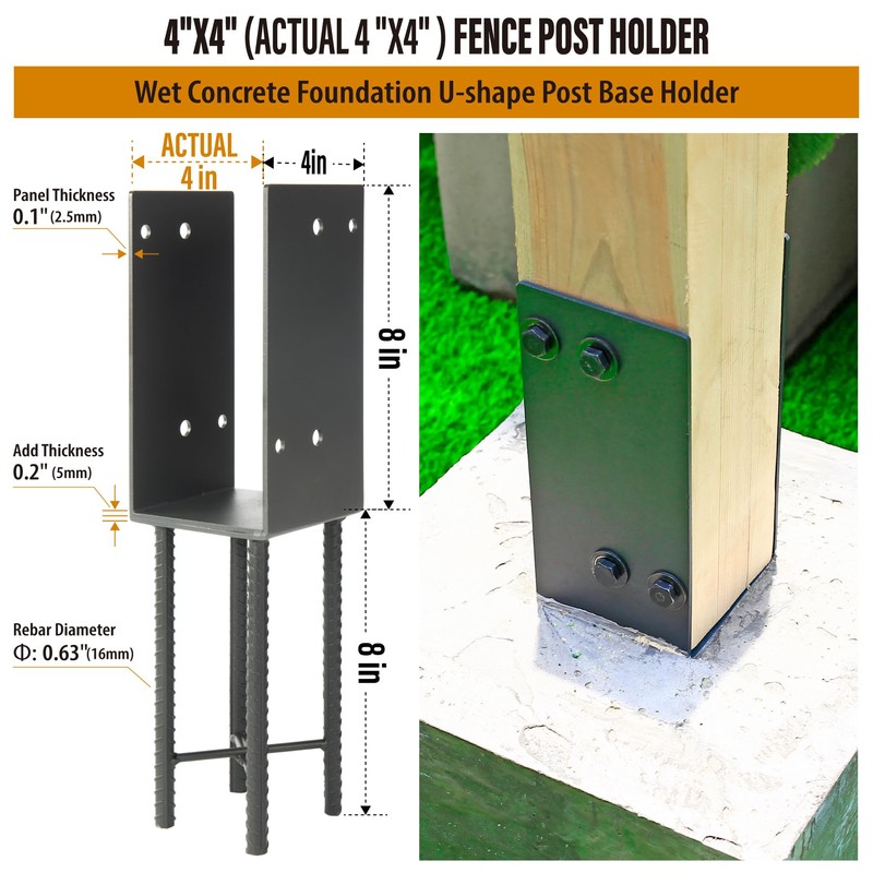 Wocepu 2 Pack Heavy Duty Stainless Steels U-Shape 4"x4"(Actually 4"x4")
