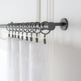 MODE Cambria® Designer Series - Premium 3 foot Custom Curtain Rod - 1-1/8 inch Large Diameter - Non-Adjustable for a Seamless Look - Premium Designer Brackets and End Caps - Matte Graphite Finish