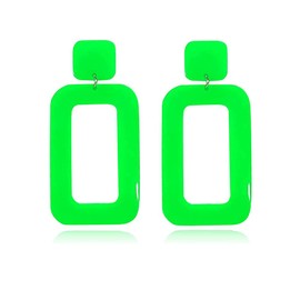 Simple Acrylic Geometric Square Hollow Dangle Earrings for Women White Minimalist Statement Drop Earrings 80s Retro Neon Earrings for Party Costume Accessory (green)