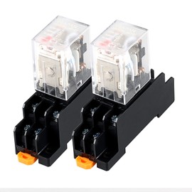 DIANQI 2Pcs AC 110V-120V 8-Pin 5Amp Electromagnetic Power Relay DPDT 2NO+2NC Relay Coil, LED Indicator Light with Socket Base