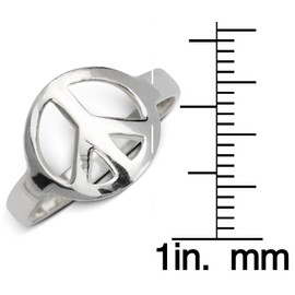 JewelryWeb Sterling Silver Polished Open Peace Sign Band Ring (15mm wide) (6)