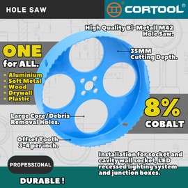 7 Inch Hole Saw with Arbor for Metal and Drywall Cutting, Bi-Metal Hole Cutter, 7" Hole Saw Kit for PVC Boards, Fiberglass and Vent Pipes