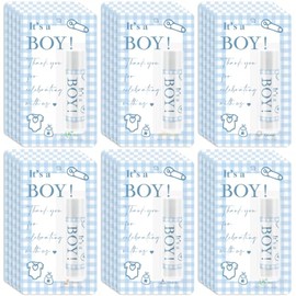 30 unidades de bálsamos labiales de baby shower con texto en inglés "It's a Boy" a granel, 5 sabores, lindo mameluco azul, regalos de fiesta, regalos pequeños para invitados, juegos de revelación de