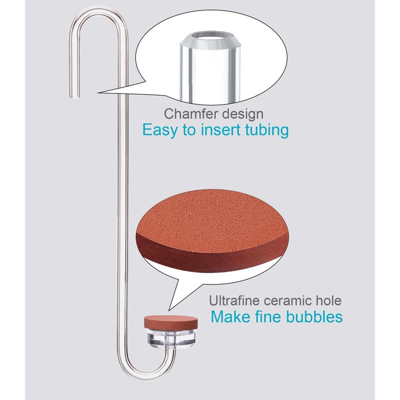 Clscea Acrylic CO2 Diffuser for Aquarium Planted Tank, Hooked version-30cm
