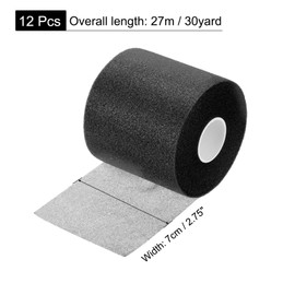 MECCANIXITY Pre Wrap Athletic Tape 30 Yards x 2.8 Inch Foam Under Wrap Tape Sports Prewrap Headband for Hair Ankles Wrists Hands Knees, Black 12 Rolls