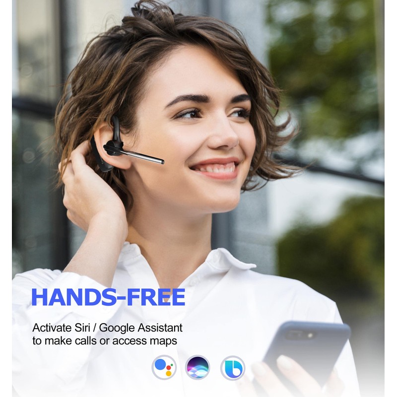 CONAMBO Bluetooth Headset V5.1, 16 Hrs HD Talktime CVC8.0 Dual