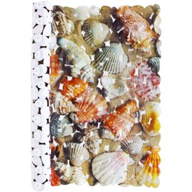 Brandseller Bath Mat Shower Mat with 4 Print Designs Pink, Shells and Water Droplets, 53 x 53 cm and 70 x 36 cm