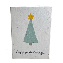 Of The Earth Handmade Paper - Wildflower Seed Folding Card - Holiday Variations - Blank Inside - 3.5" x 5" - Set of 10 - Choose Single Design Set or Mixed Set (Single Tree)