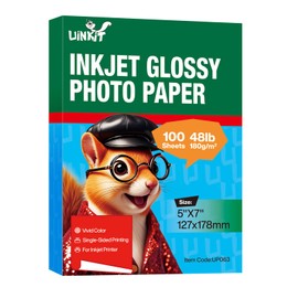 Uinkit Premium Glossy Inkjet Photo Paper - 5x7 Inch, 48lb 180gsm, 100 Sheets - Professional Photographic Quality, Dye Ink Compatible, High-Gloss Finish for Stunning Portraits & Art Prints